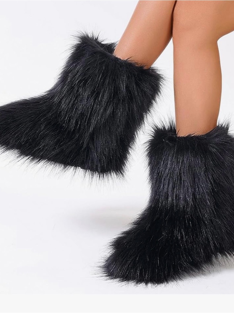 Faux Fur Black Women's Boot